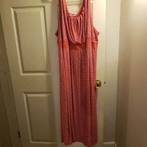 Pink sleeveless polkadot maxi dress size 34/36W